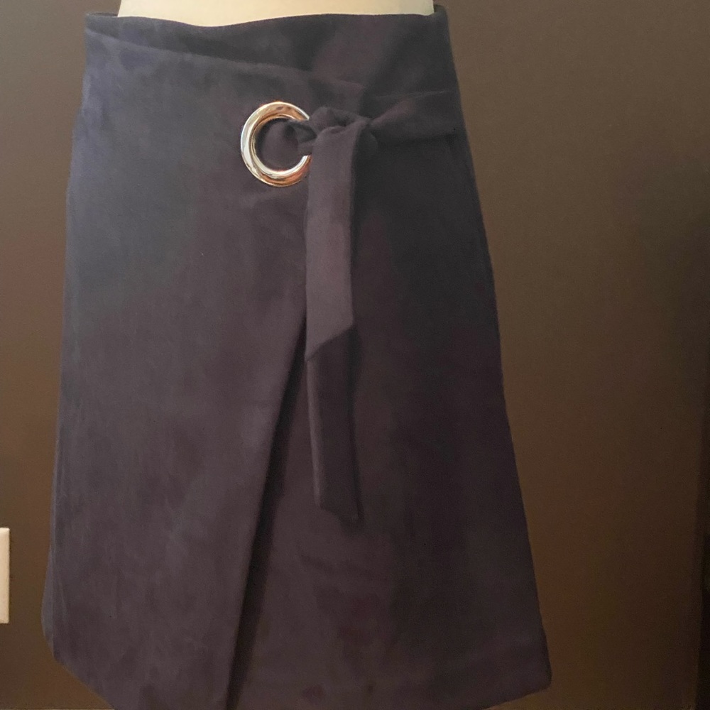 Loft suede like skirt with wrap detail and grommet tie